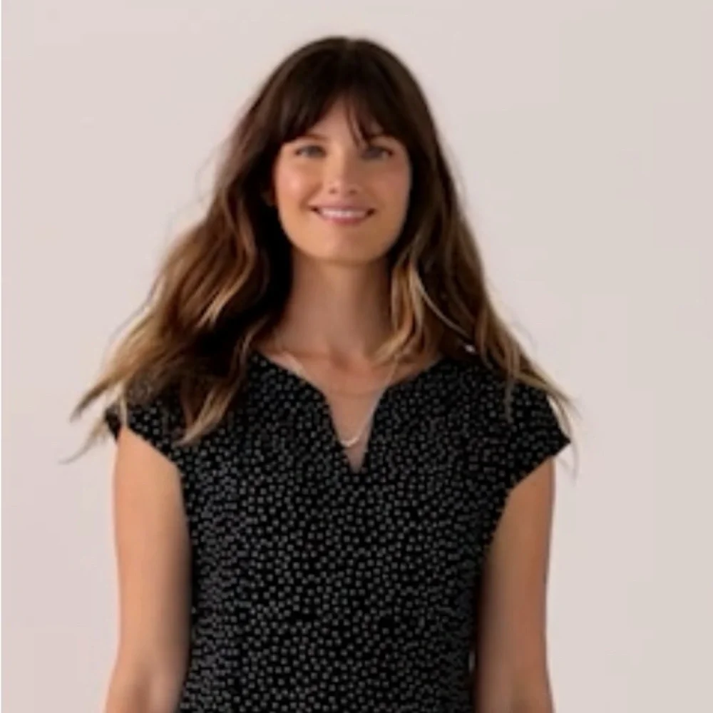 J.Jill Wearever Seamed Split-Neck Dress in black Tossed Dots Size XLP NWOT - Picture 16 of 16